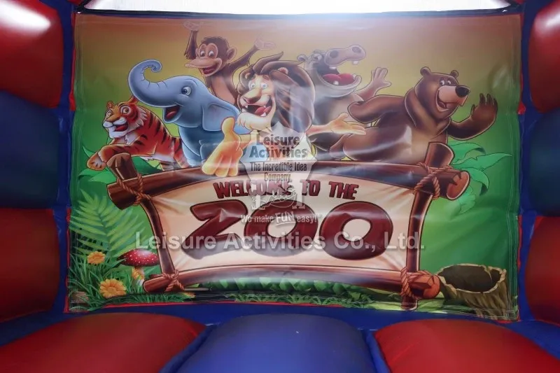 Mini Inflatable Bouncy Castle A Frame Red Blue With Roof